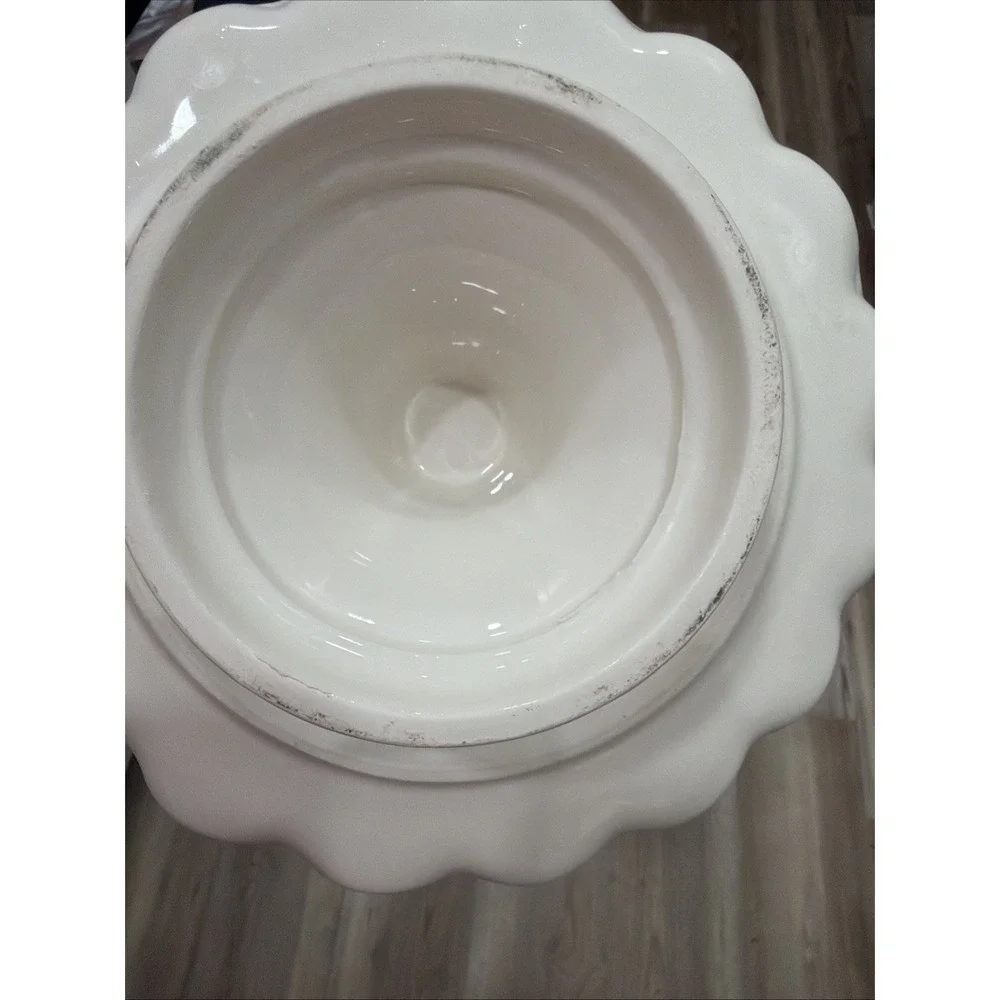 Williams Sonoma White Ceramic Round Glossy Cake Stands Set of 2 Made in Italy